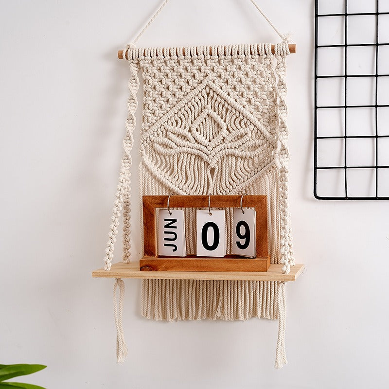 Nordic style hand woven tapestry shelf, bedroom, living room, home, hotel, homestay decoration, wall decoration