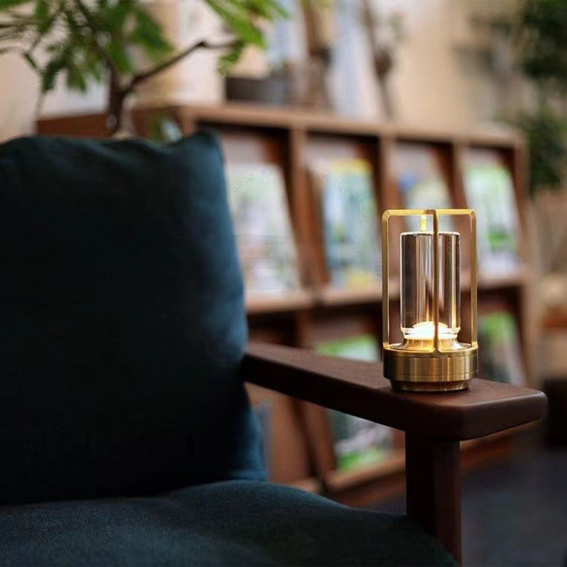 Simple Retro USB Rechargeable Table Lamp Nordic Luxury Hotel Model Room Bedroom Bedside Decorative Night Light