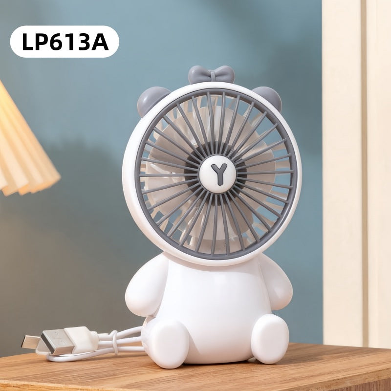 Creative Cartoon Bear Desktop Mini Fans Big Wind Desktop Portable USB Charging Handheld Fan Portable Air Conditioning Handheld Cooling Fan Charging Usb Fan Portable Handheld Fan