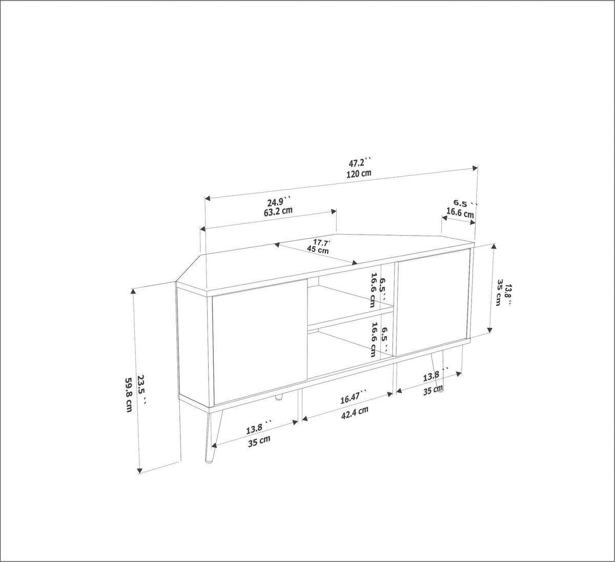 Lesson 47" Wide Corner TV Stand | Media Console