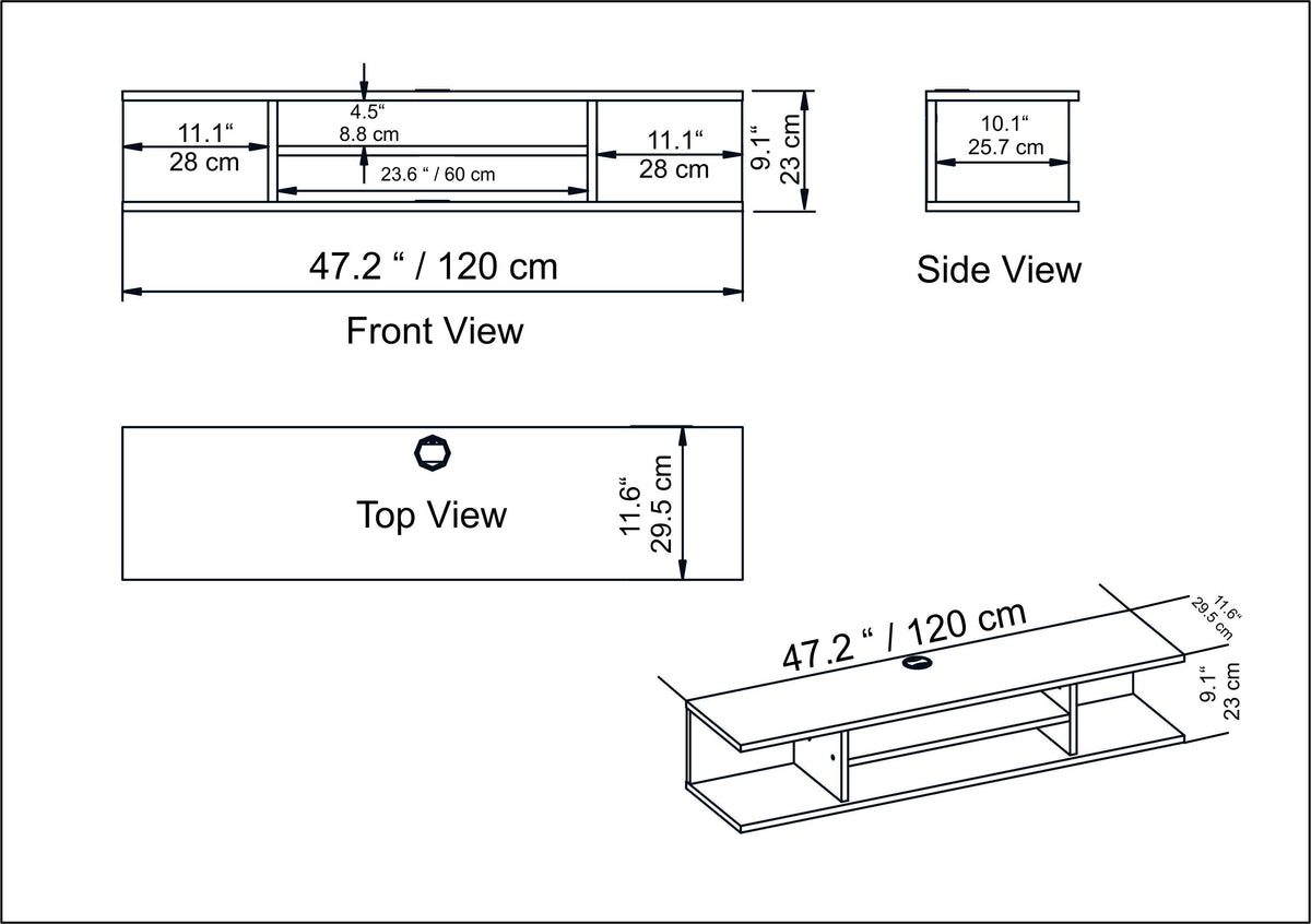 Pivot Floating, Wall Mounted TV Stand and Media Console for TVs up to 55''