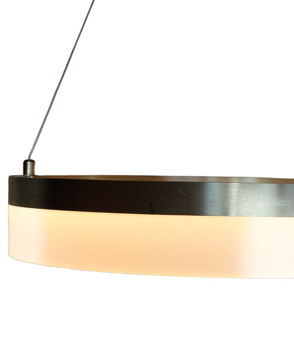 Edge-Lit 16"W 1-Light Round LED Ribbon Chandelier Light Fixture Brushed Nickel Finish