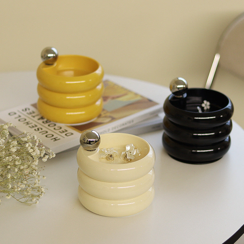 Fresh Style Metal Handle Jewelry Storage Box Multi Layered Rotable Bedroom Cloakroom Jewelry Cosmetics Box