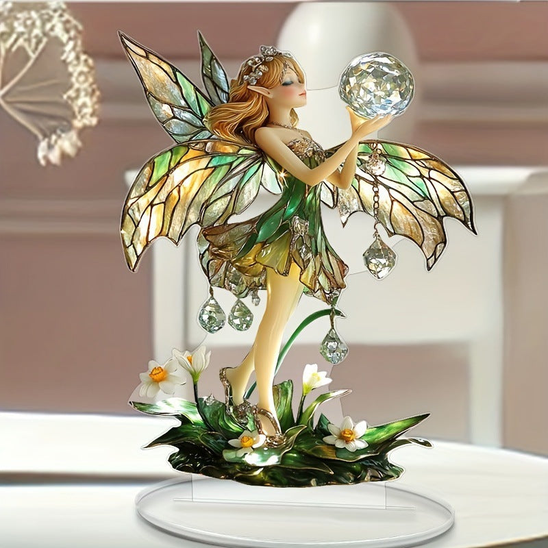 White Crystal Fairy Acrylic Craft Decorative Desktop Decoration Birthday Gift Party Ornament