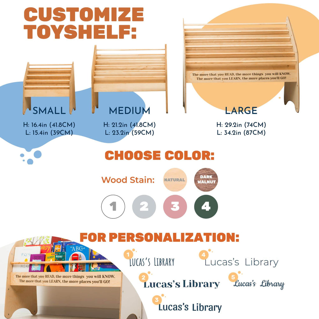 Wooden Montessori Bookshelf Natural