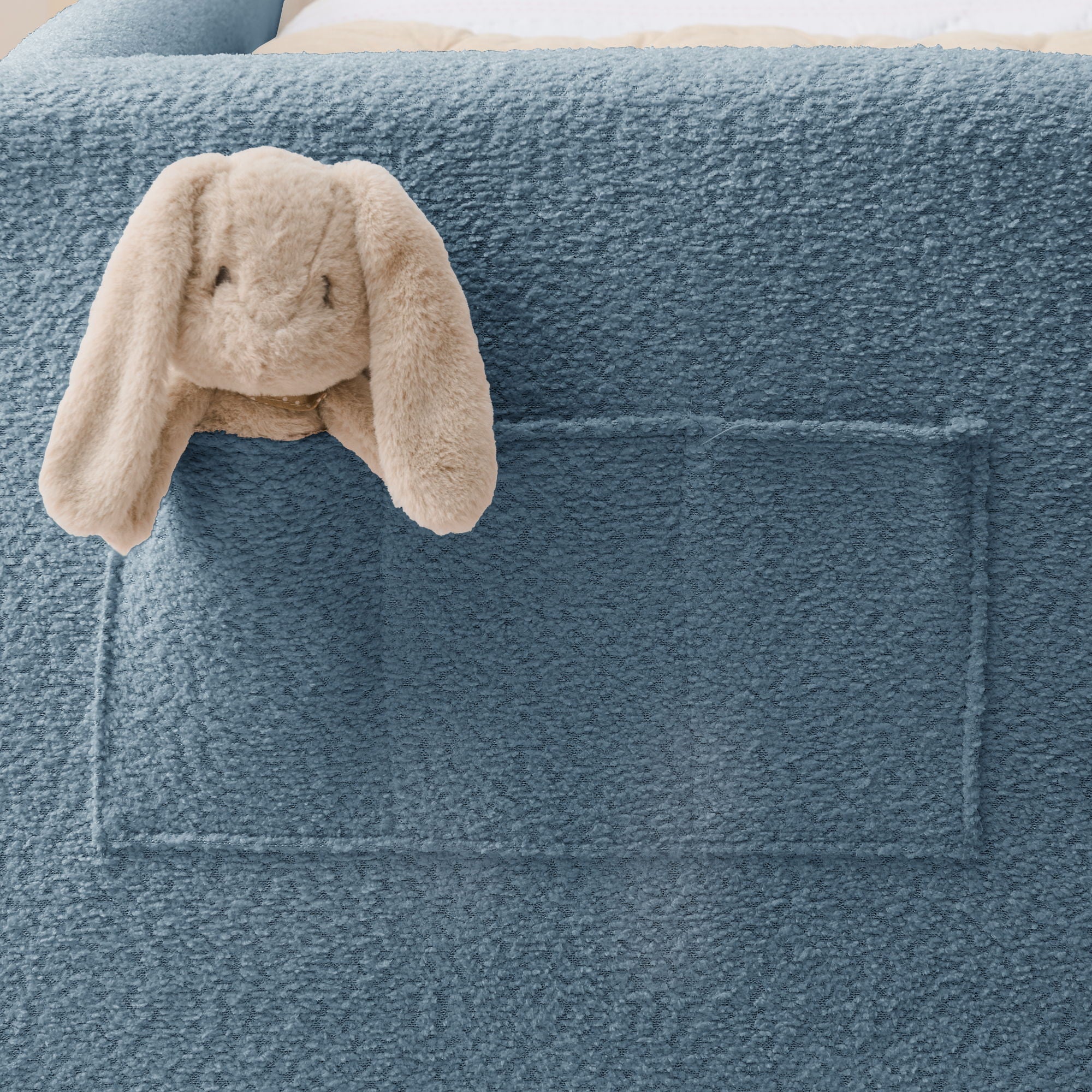 Cute Rabbit Ear Upholstered Platform Bed Frame With Safety Rail