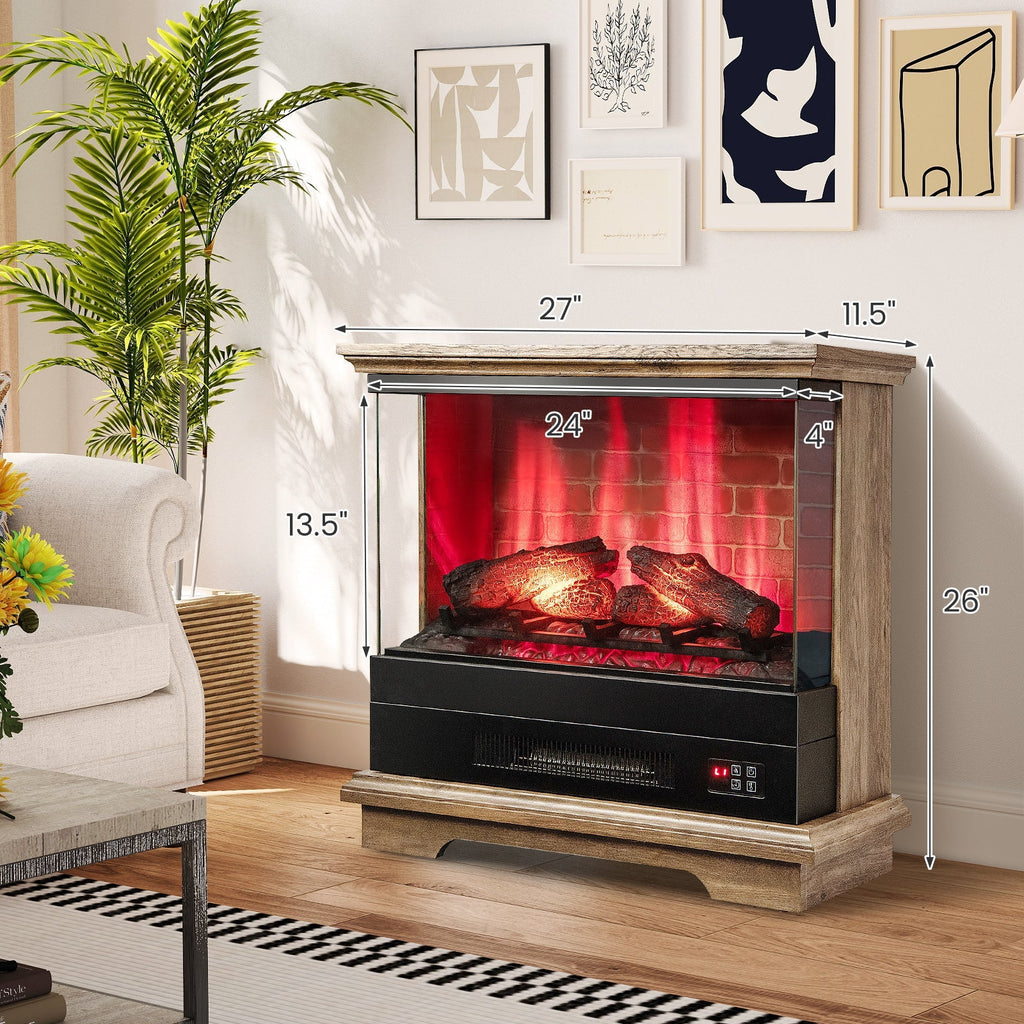 27 Inch Freestanding Fireplace with Remote Control