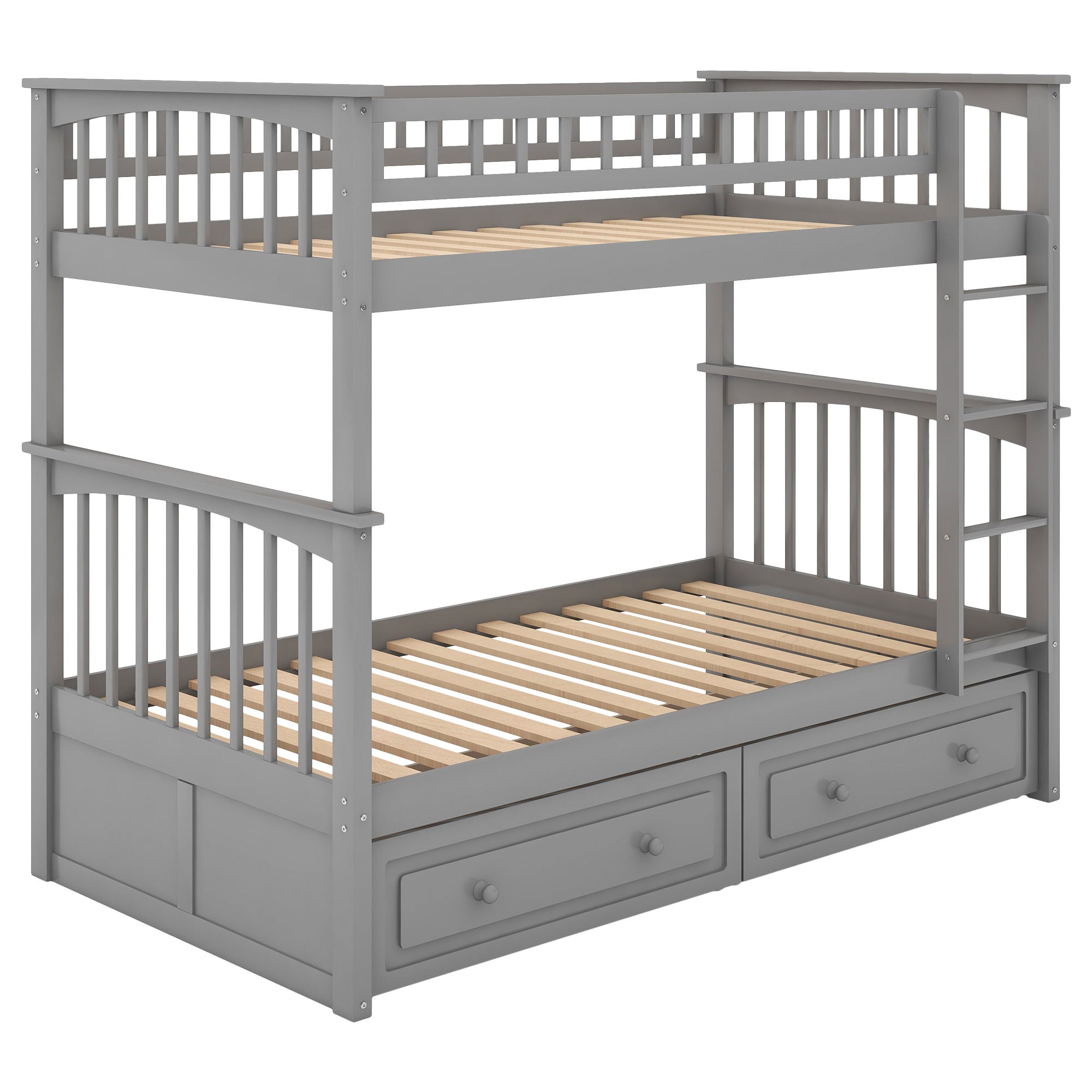 Mystrene - Twin Over Twin Bunk Bed With Drawers, Convertible Beds