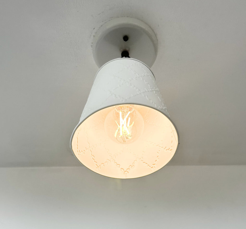 Embossed White Tin Ceiling Light