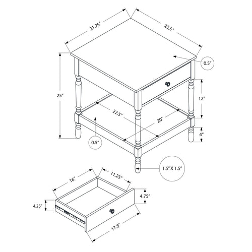 Accent - Table, 2 Tier, Square, Traditional - Walnut