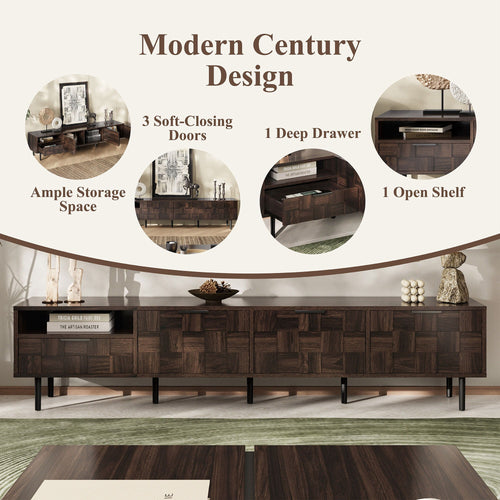 78" TV Stand With Storage Cabinets For Living Room - Walnut