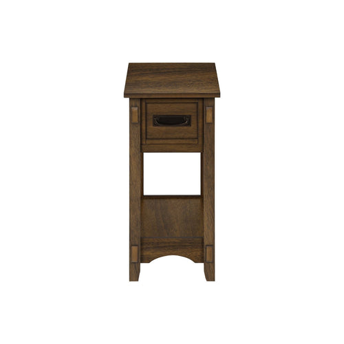 Accent End Table, 2 Tier, Narrow, Storage Drawer, Transitional - Walnut