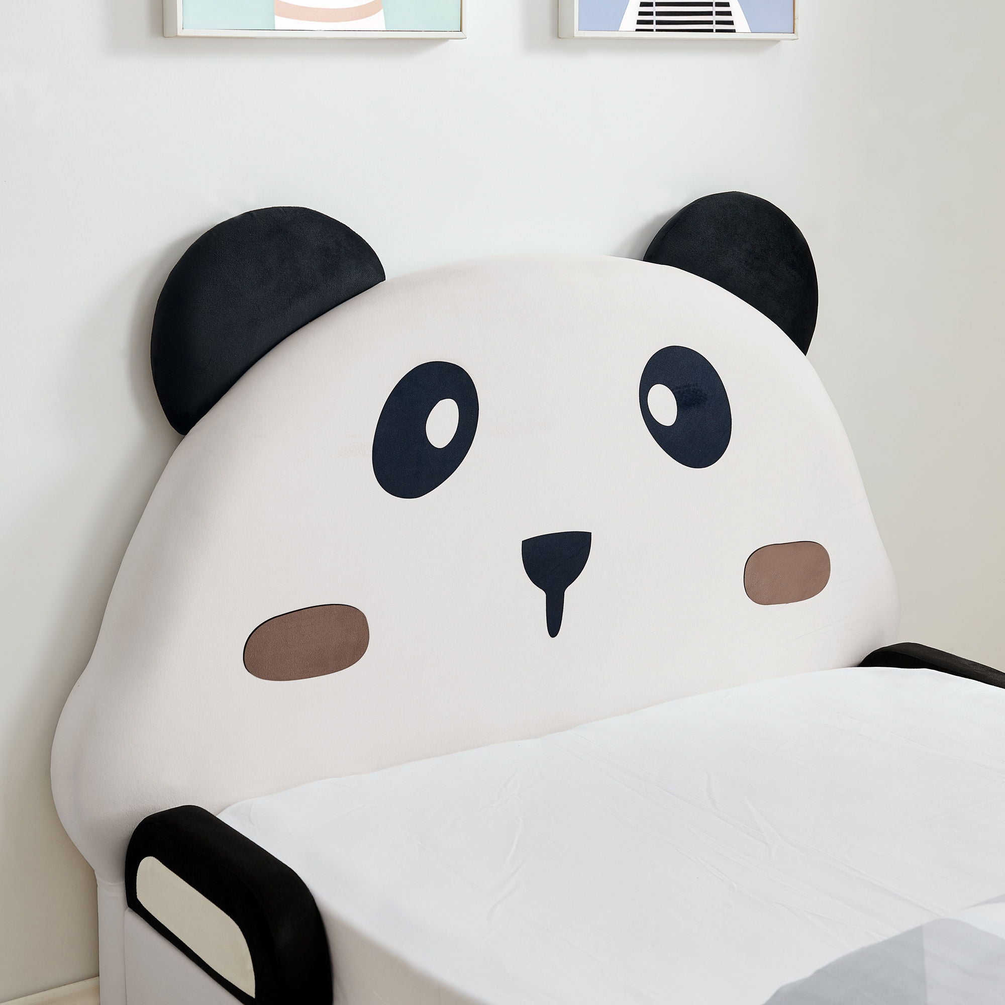 Twin Size Cute Panda Shaped Kids Bed - White / Black