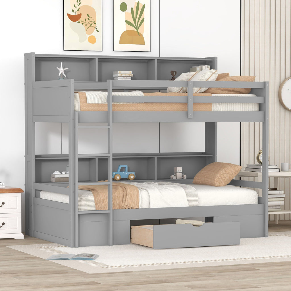 Carolee - Twin Size Bunk Bed With Built-In Shelves