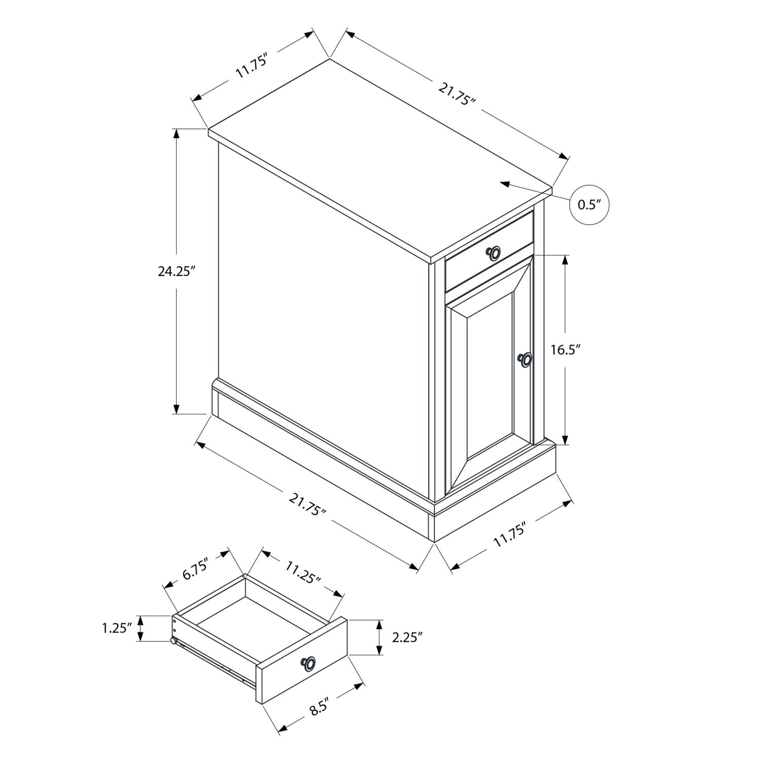 Accent End Table, Storage Drawer, Versatile Design - Espresso