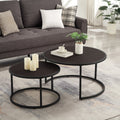 Modern Faux Leather Nesting Round Coffee Table Set - Dark Brown