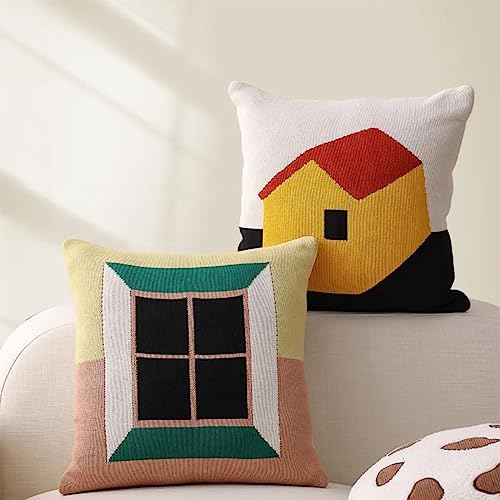 Fennco Styles Novelty Knit Design Decorative Throw Pillow 18" W x 18" L – Multicolor Textured Cushion for Home, Couch, Sofa, Bedroom, Office Décor and Special Occasion