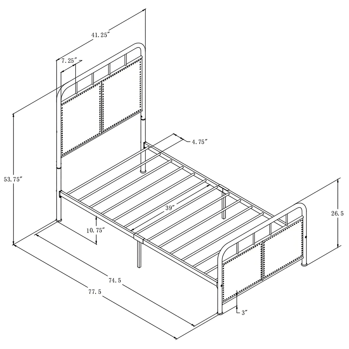 Twin Size Linen Upholstered Platform Metal Bed Frame with Fabric Headboard and Footboard