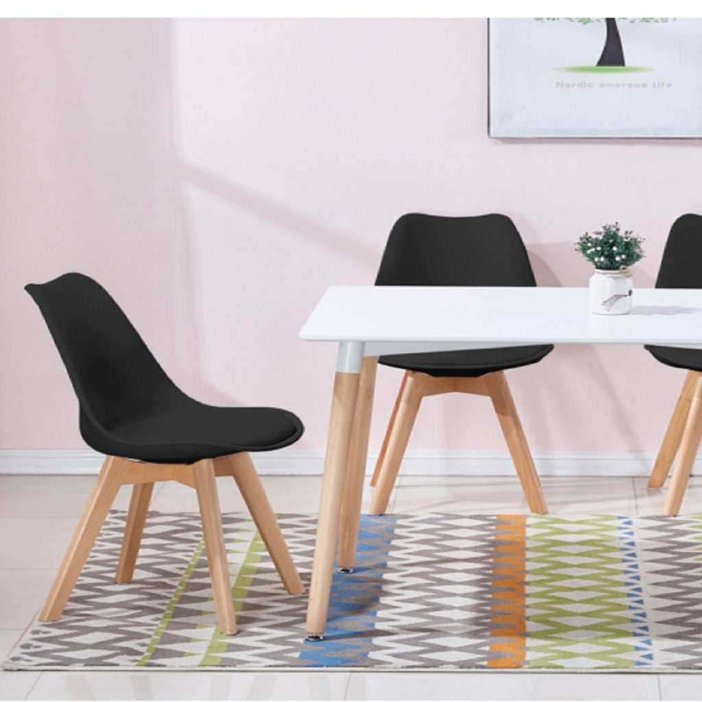 Padded Seat Cushions Home Kitchen Side Chair (Set of 2) - Black