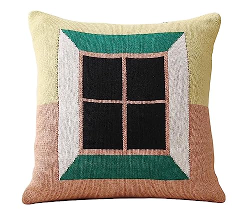 Fennco Styles Novelty Knit Design Decorative Throw Pillow 18" W x 18" L – Multicolor Textured Cushion for Home, Couch, Sofa, Bedroom, Office Décor and Special Occasion