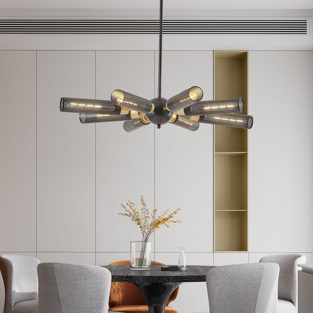 34' Modern Industrial Sputnik 8-Light Chandelier