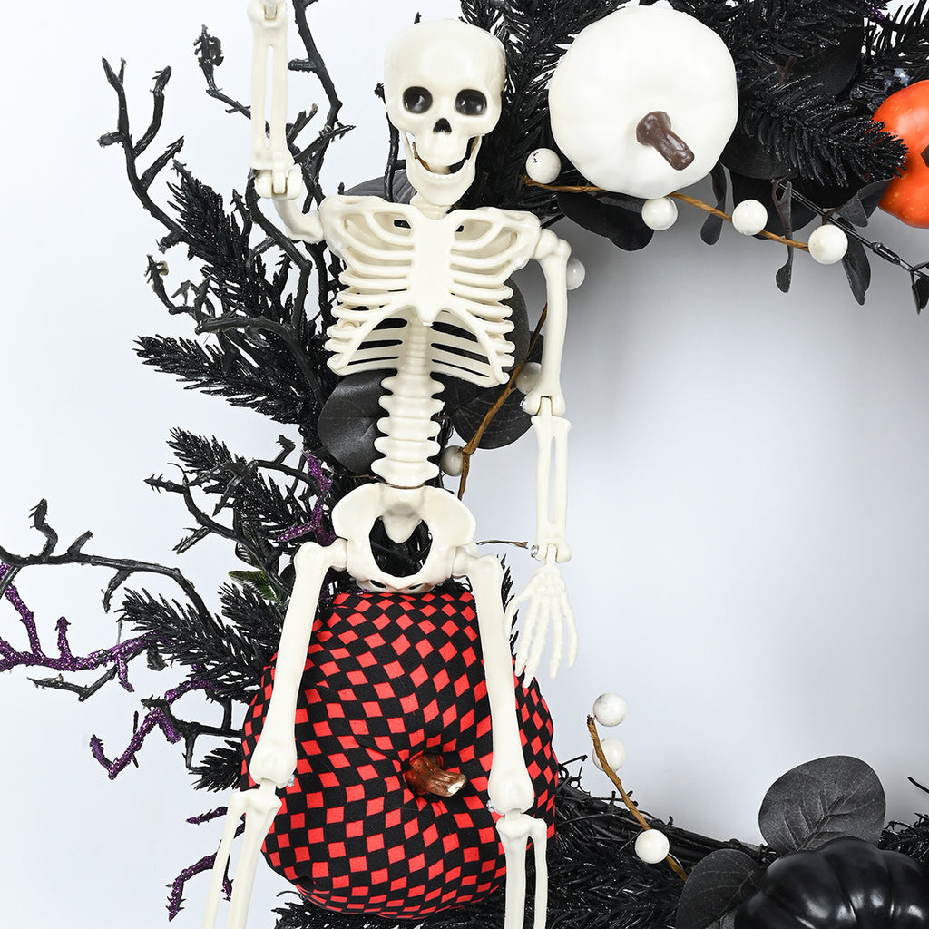 Halloween Decoration Vine Ring Pumpkin Skull Dry Branches Halloween Party Hanging Decorations Halloween Wreath