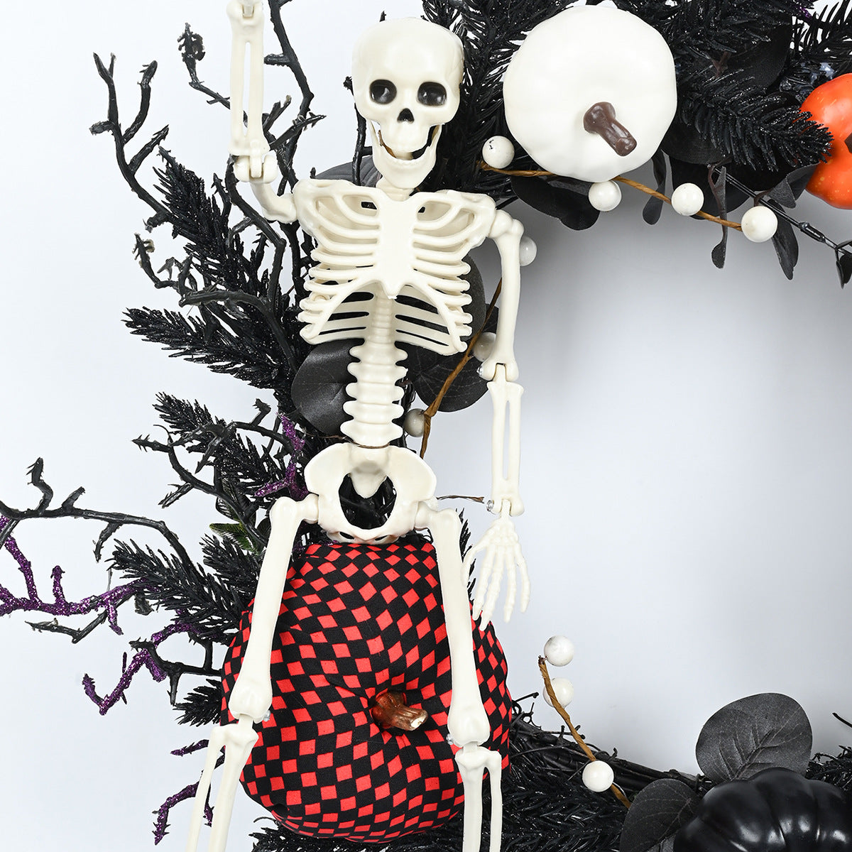 Halloween Decoration Vine Ring Pumpkin Skull Dry Branches Halloween Party Hanging Decorations Halloween Wreath
