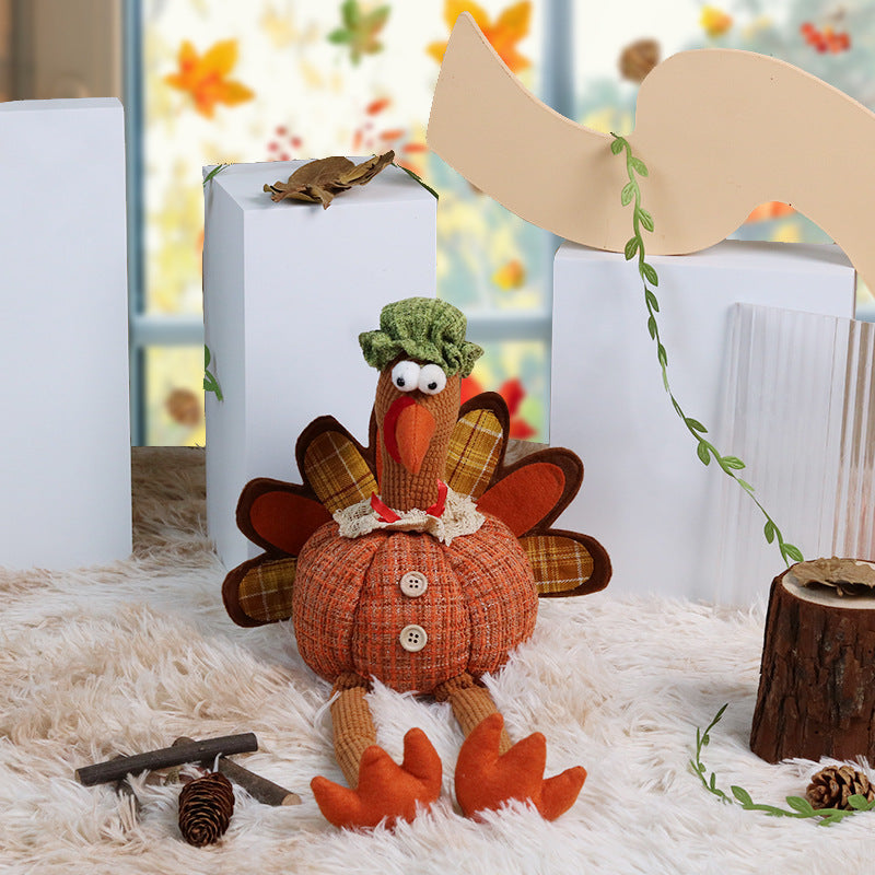 Thanksgiving Decoration Creative Hanging Leg Turkey Plush Autumn Party Home Kitchen Decorative Ornament