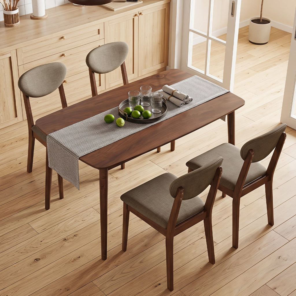 5-Piece Dining Set with Rectangular Table & 4 Fabric Chairs