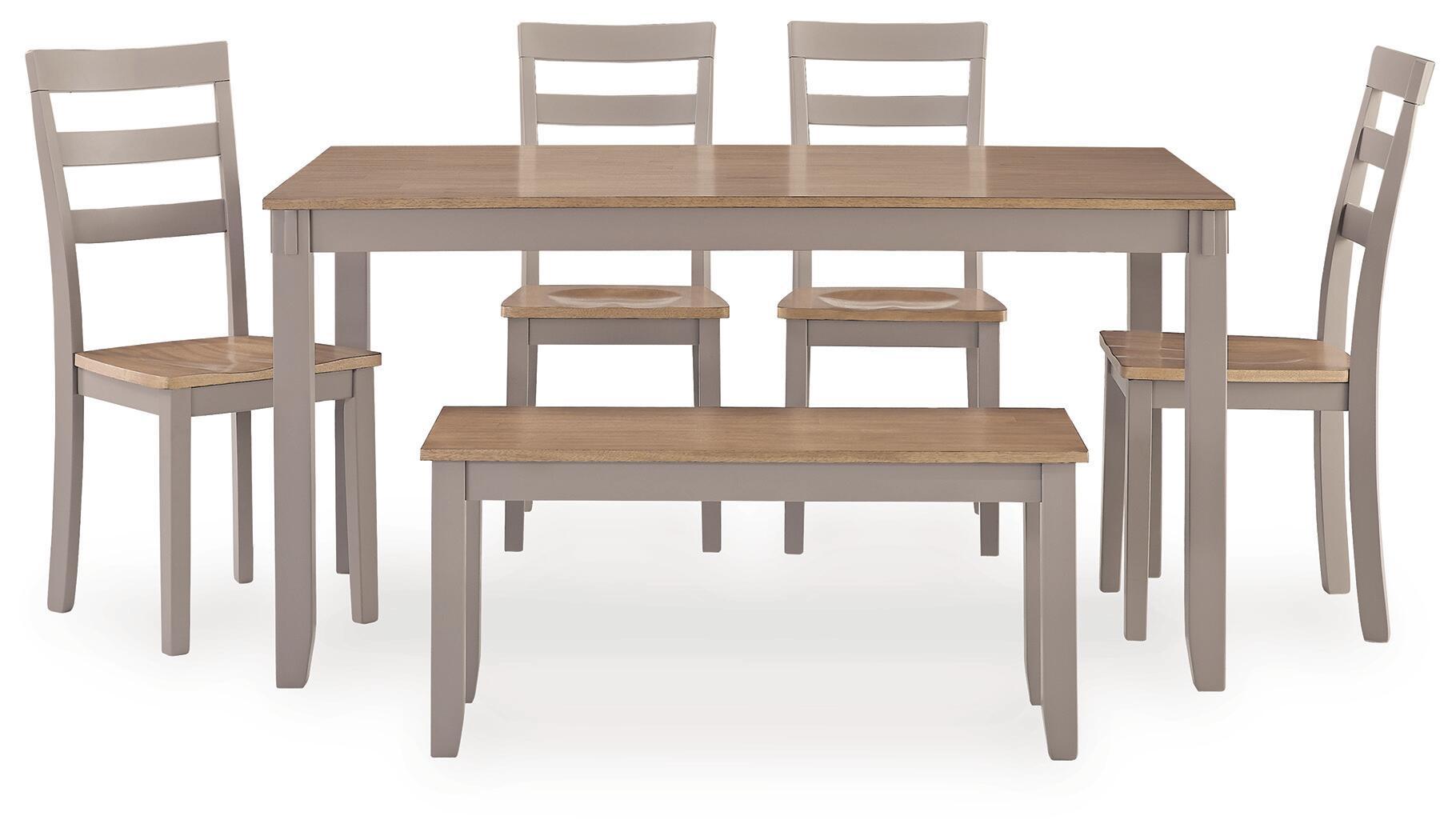 Harperfeld - Dining Room Table Set (Set of 6) - Natural / Gray