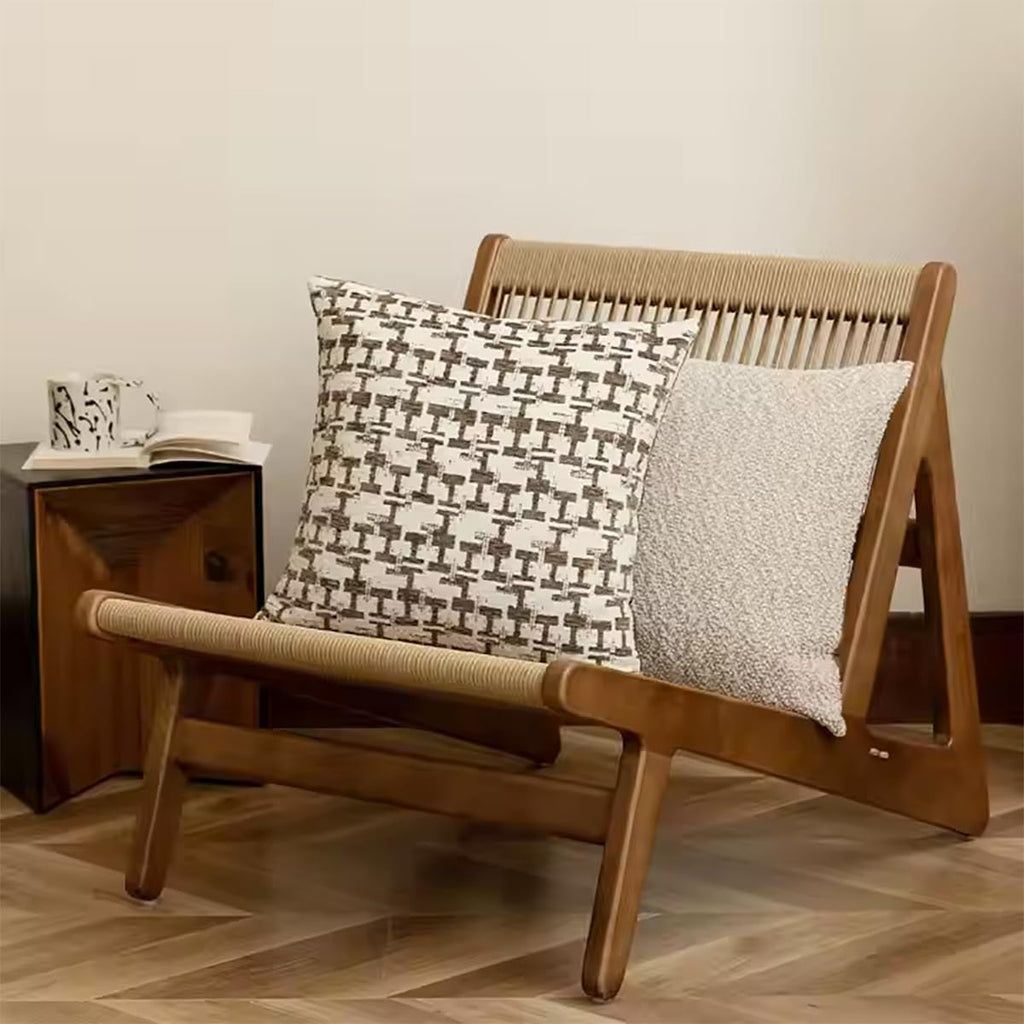 Fennco Styles Chenille Jacquard Decorative Filled Throw Pillow 18" W X 18" L - Brown Geometric Accent Pillow for Home, Couch, Bedroom, Living Room and Office Décor