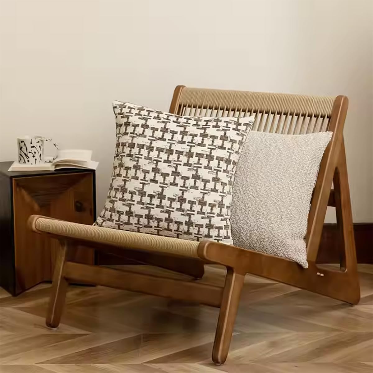 Fennco Styles Chenille Jacquard Decorative Filled Throw Pillow 18" W X 18" L - Brown Geometric Accent Pillow for Home, Couch, Bedroom, Living Room and Office Décor