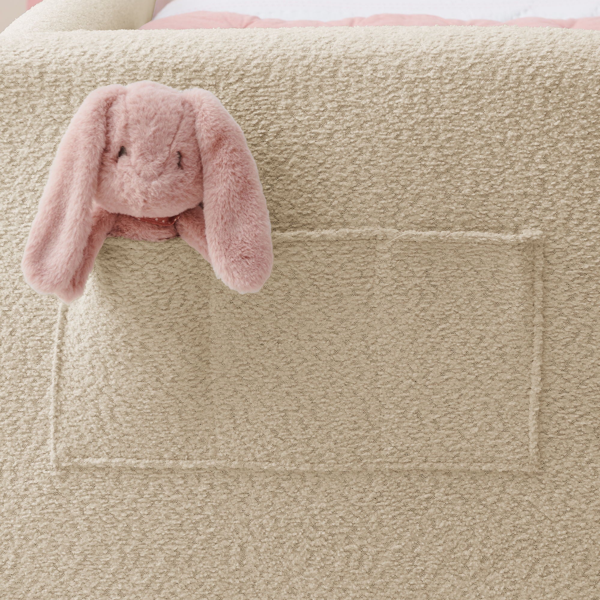 Cute Rabbit Ear Upholstered Platform Bed Frame With Safety Rail