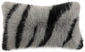 Fennco Styles Zebra Stripe Faux Fur Animal Design Decorative Throw Pillow Cover 18" W x 18" L – Grey Plush Cushion Case for Couch, Bedroom, Living Room and Office Décor