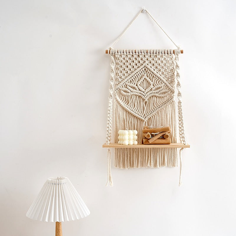 Nordic style hand woven tapestry shelf, bedroom, living room, home, hotel, homestay decoration, wall decoration
