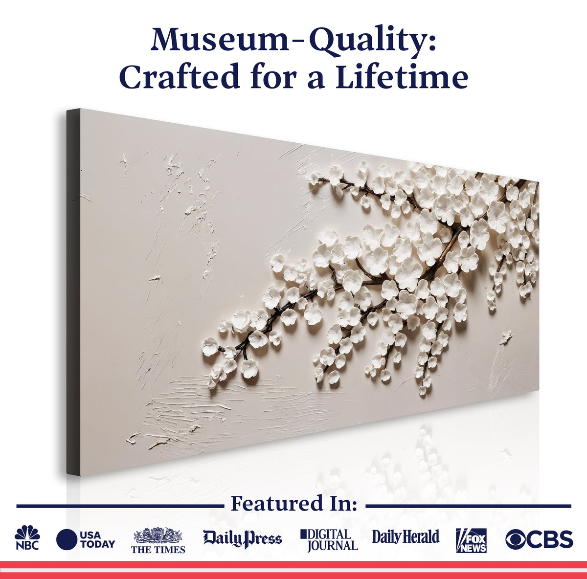 White Cherry Blossom Wall Art