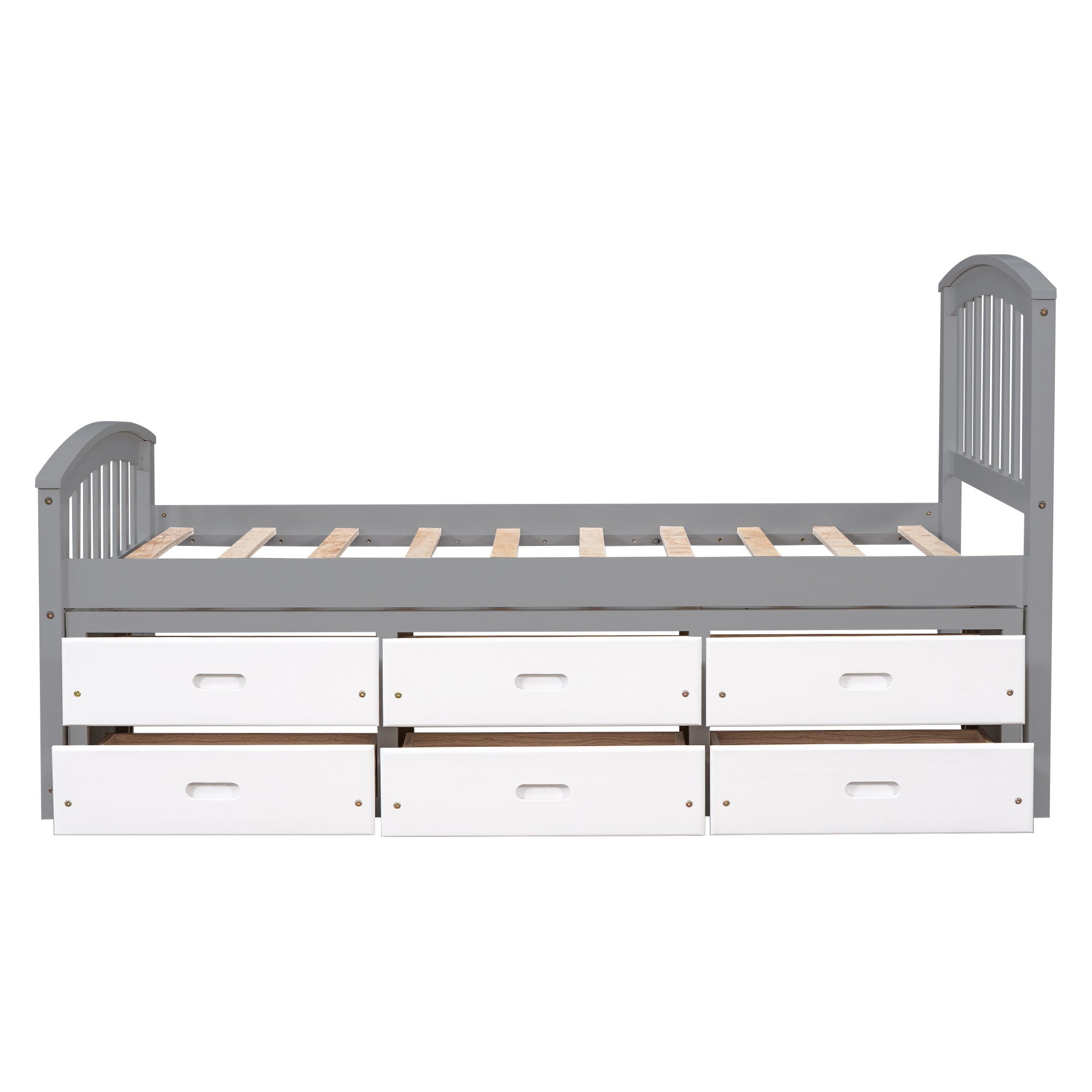 Platform Storage Bed Solid Wood Bed With 6 Drawers