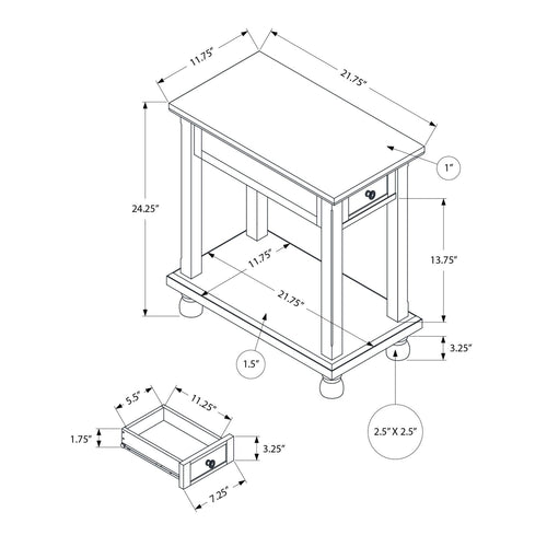 Accent End Table, Storage Drawer, Traditional - Espresso