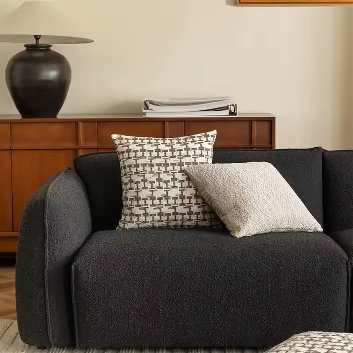 Fennco Styles Chenille Jacquard Decorative Filled Throw Pillow 18" W X 18" L - Brown Geometric Accent Pillow for Home, Couch, Bedroom, Living Room and Office Décor