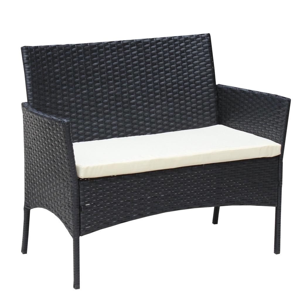 4 PC Rattan Patio Furniture Set Outdoor Cushioned Wicker Sofa