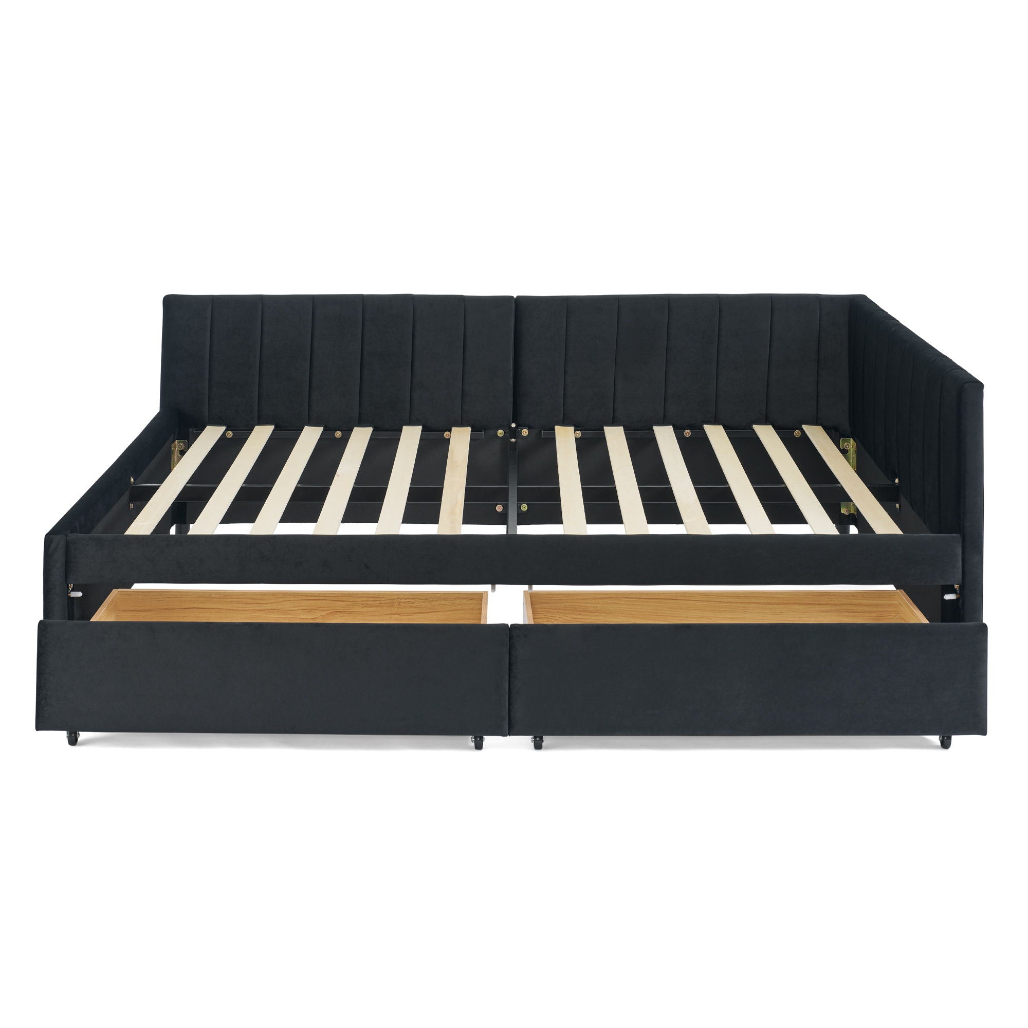 Upholstered Tufted Daybed Frame With Storage Drawers