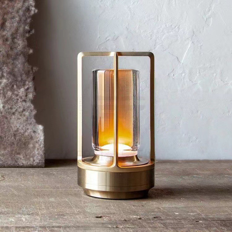 Simple Retro USB Rechargeable Table Lamp Nordic Luxury Hotel Model Room Bedroom Bedside Decorative Night Light