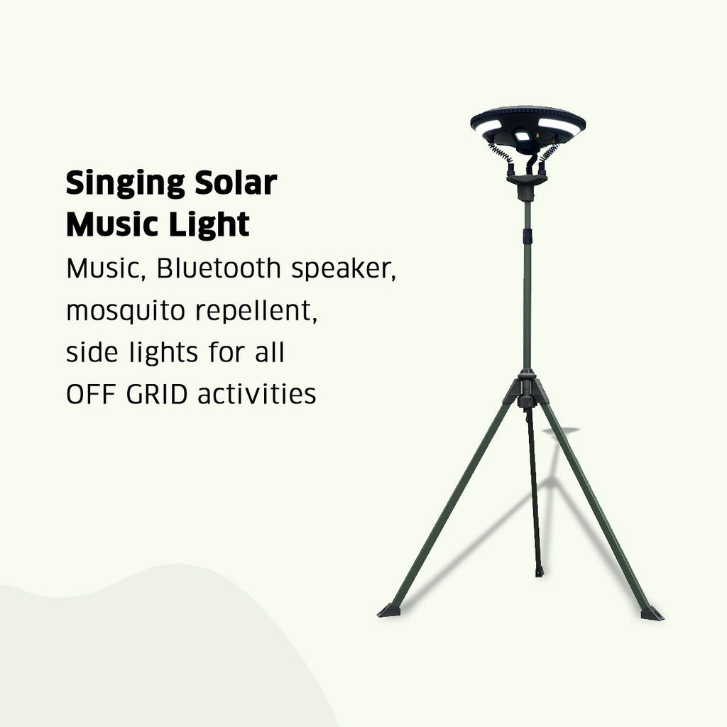 TRU De-LIGHT | Multipurpose Singing Music Solar LED Light | Garden, Camping Portable Light, Strong Bluetooth Speaker | Main Light + 3 Independent Detachable Multi Mode Lights