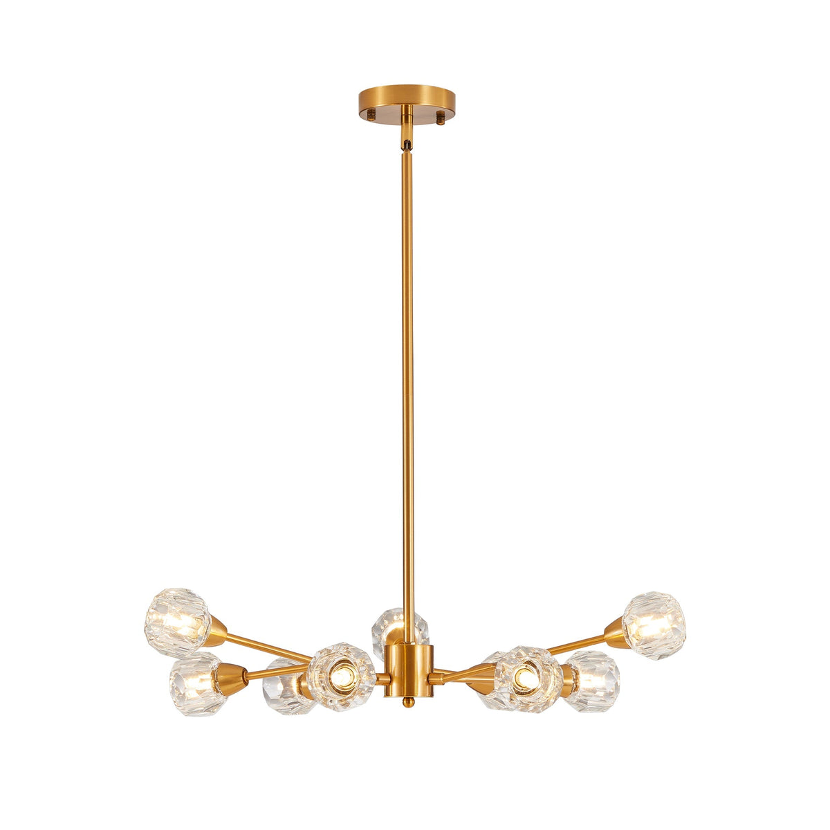 28" Modern Crystal Chandelier with 9 Lights in Golden Finish