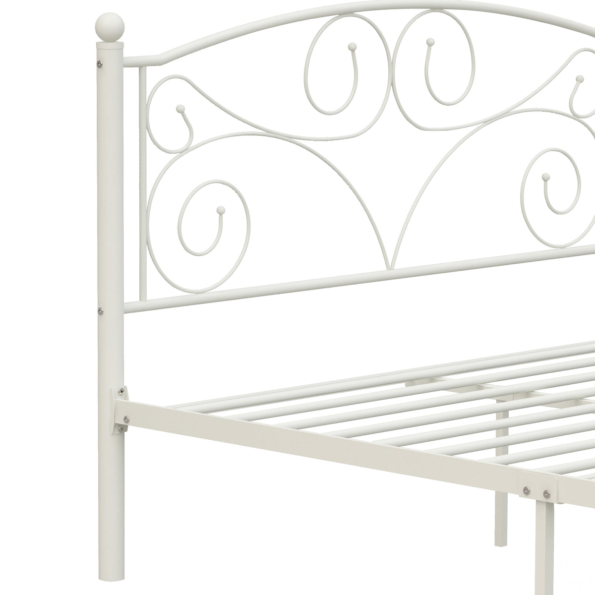 Queen Size Unique Flower Sturdy System Metal Bed Frame with Headboard and Footboard