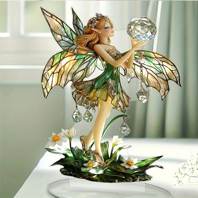 White Crystal Fairy Acrylic Craft Decorative Desktop Decoration Birthday Gift Party Ornament