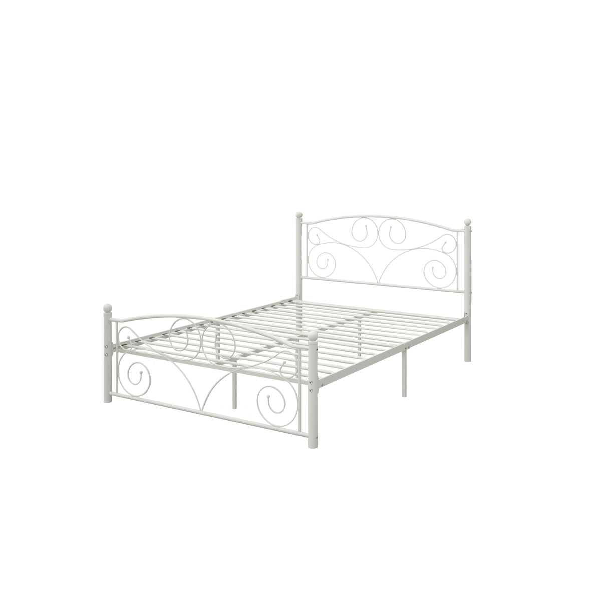 Queen Size Unique Flower Sturdy System Metal Bed Frame with Headboard and Footboard
