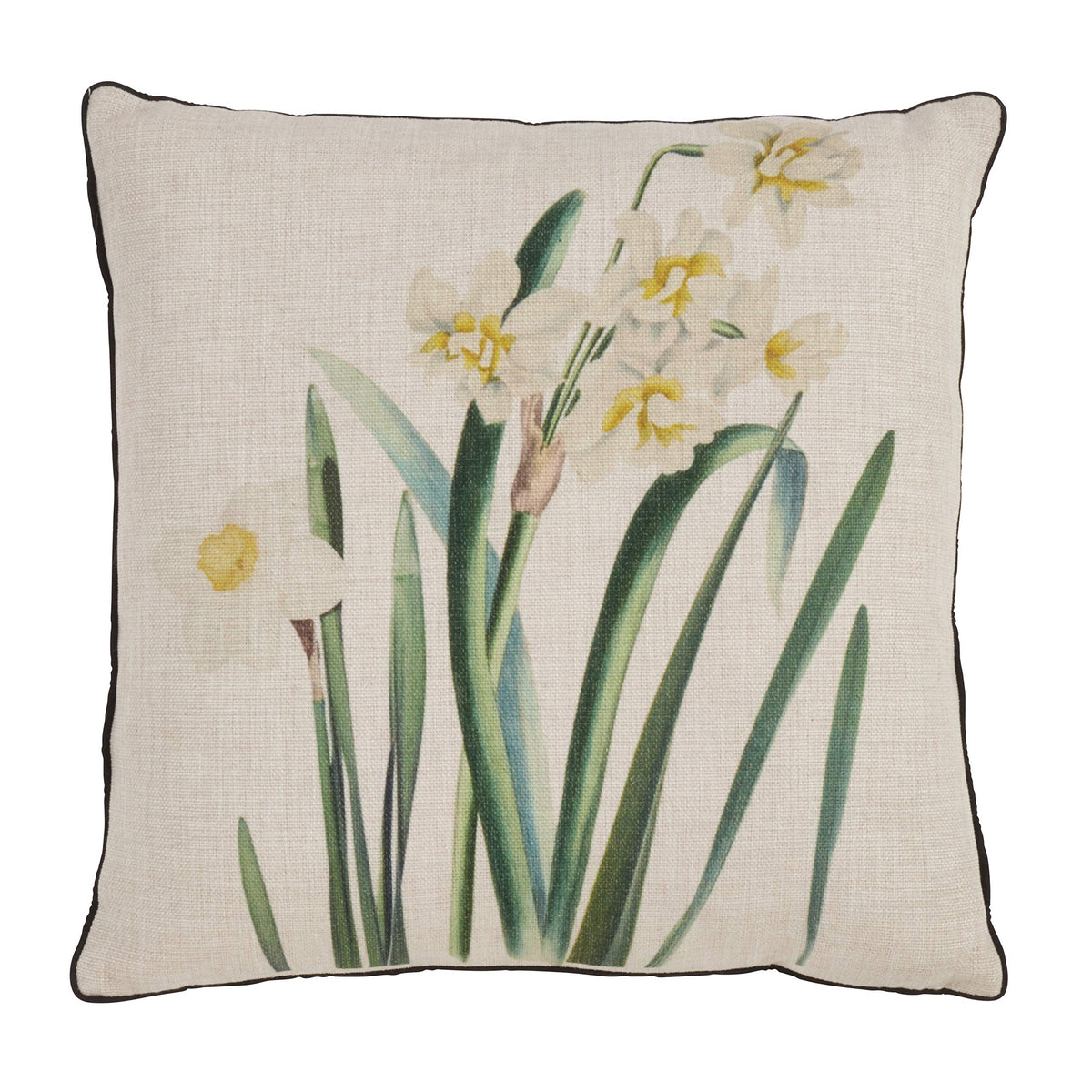 Fennco Styles Floriculture Collection Heritage Citrus Flower Botanical Print 18 x 18 Inch Throw Pillow with Case & Insert – Natural Accent Pillow for Couch, Bedroom and Living Room Décor