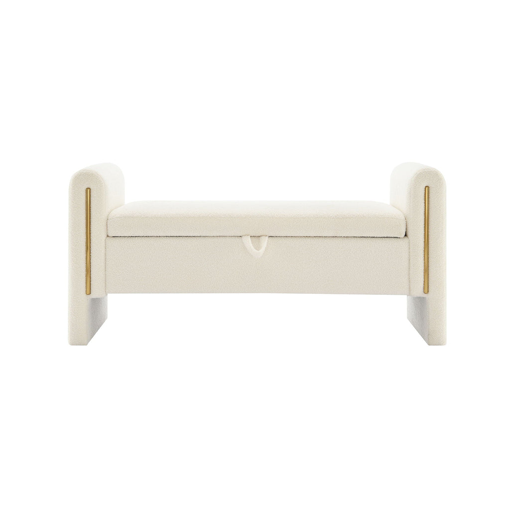 Modern Teddy Upholstered Large Bed End Bench With Arms And Storage