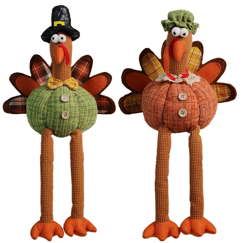Thanksgiving Decoration Creative Hanging Leg Turkey Plush Autumn Party Home Kitchen Decorative Ornament